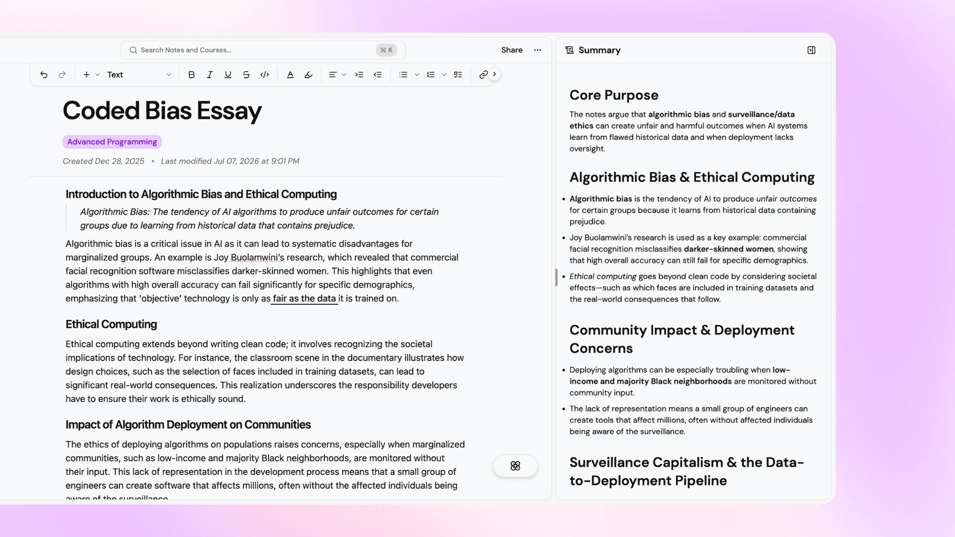 Lurna AI summaries